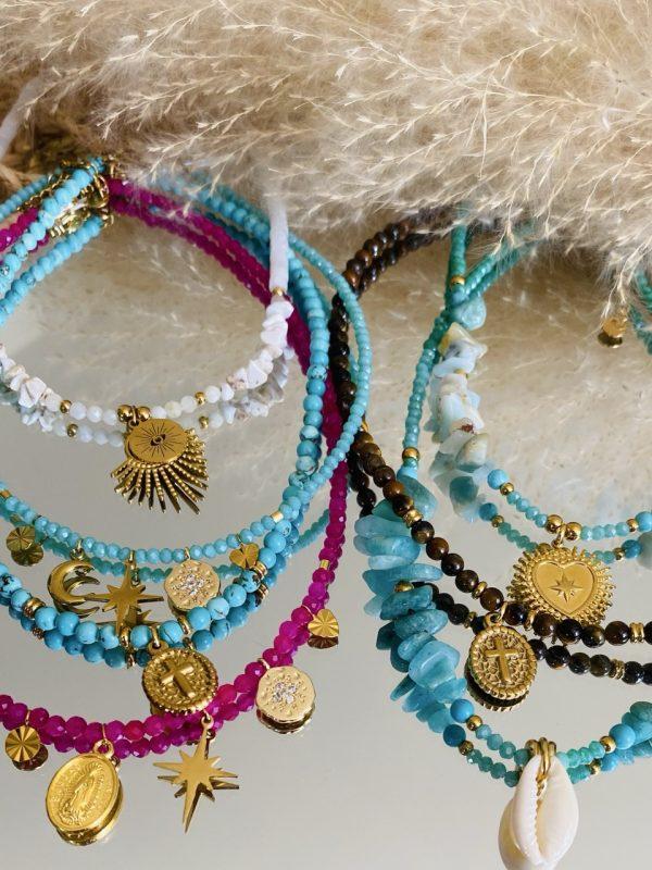 Collier ras de cou 'Grigri' en pierres à facettes Rose – Image 4