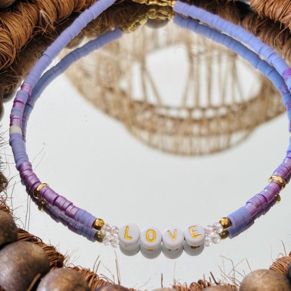 Collier Heishi personnalisé Enfant - Mauve