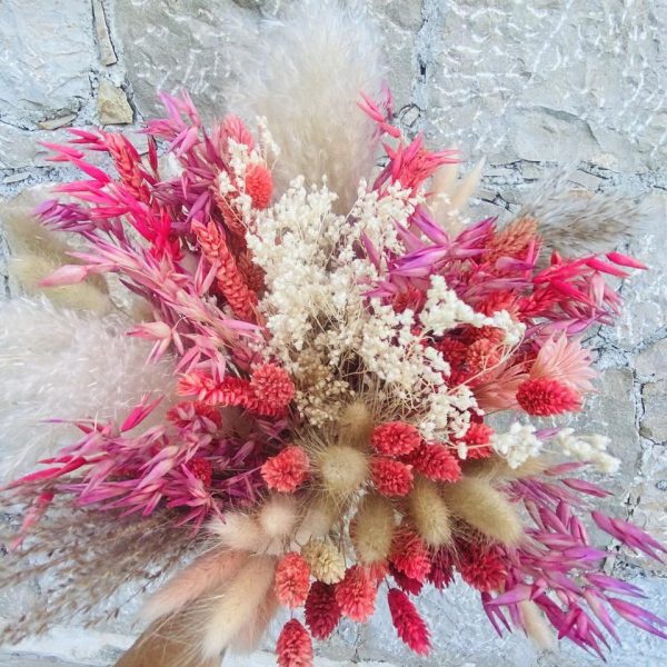 Bouquet de mariée fleurs séchées "Fuchsia"