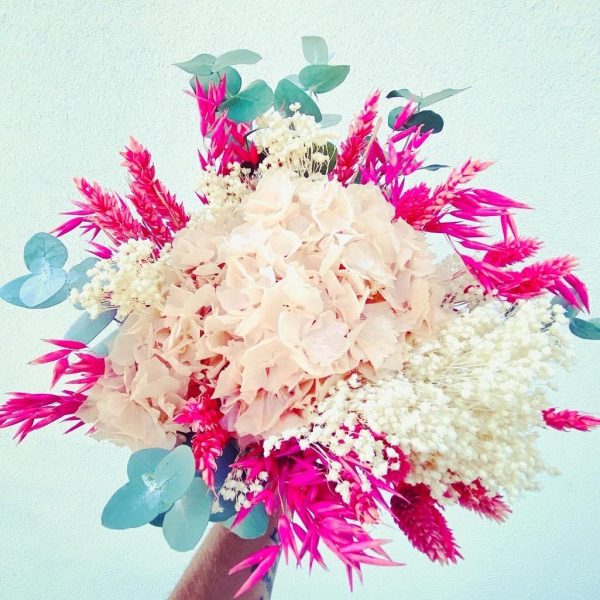 Bouquet de mariée fleurs séchées "Fuchsia Glam"