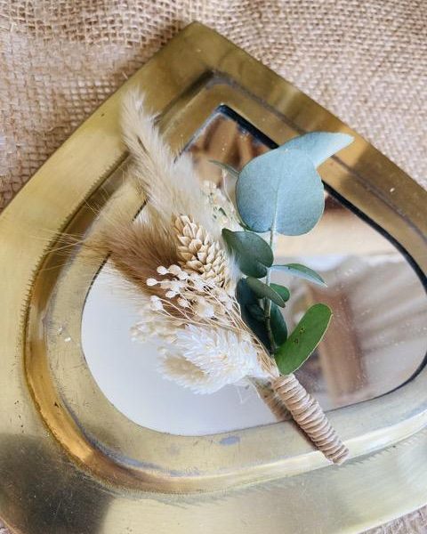 Boutonnière mariage en fleurs séchées "Naturelle"