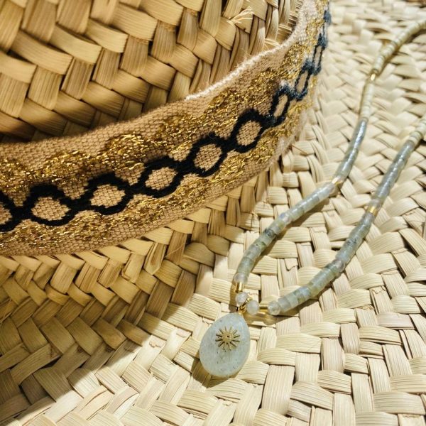 Collier Ras de Cou « Aura » – Labradorite & Pierre