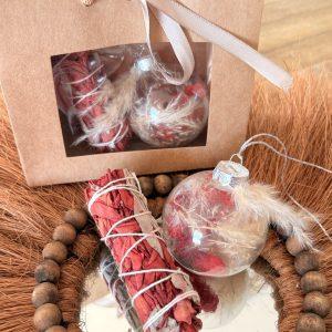 Coffret magie de Noël - sauge et fleurs séchées - Rouge