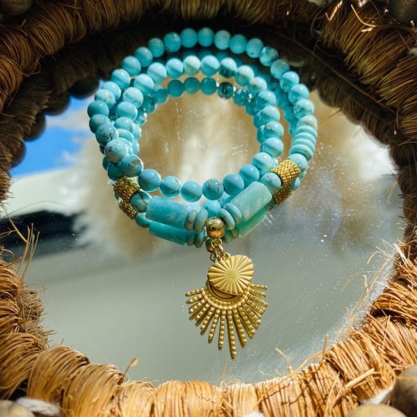 Bracelet Double Pierres Turquoise - 'Rhéa'