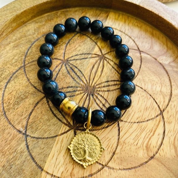 Bracelet Boho Pierre Obsidienne - Arbre de vie