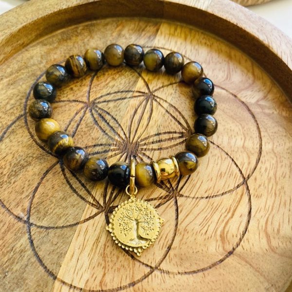 Bracelet Boho Pierre Oeil du tigre - Arbre de vie
