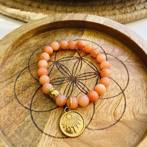Bracelet Boho Pierre Jade orange - Soleil