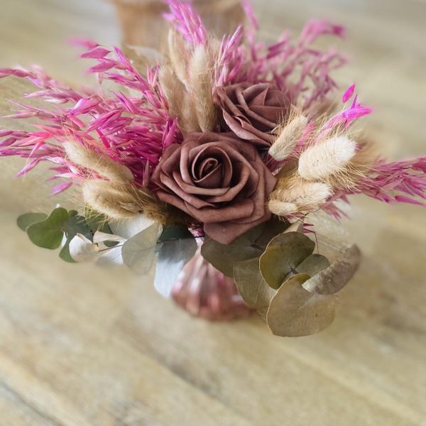 Mini Bouquet de fleurs séchées "Purple" et son vase