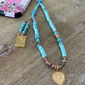 Bijoux de téléphone Boho Turquoise - Coeur sacré et Talisman