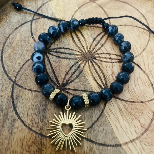 Bracelet Pierres Labradorite 'Coeur sacré' - coulissant