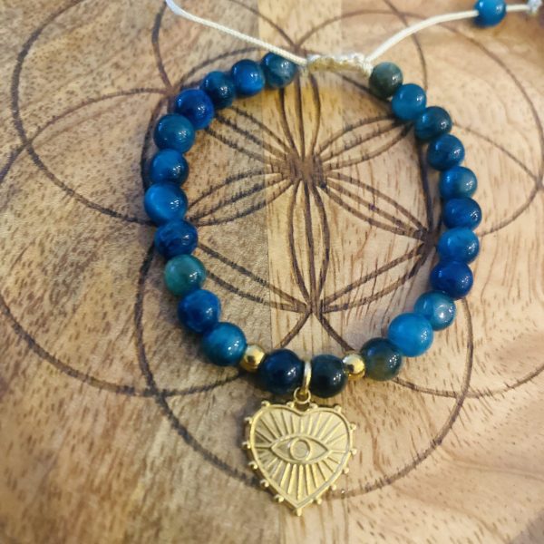 Bracelet Oeil du tigre bleu 'Oeil Protecteur' - coulissant