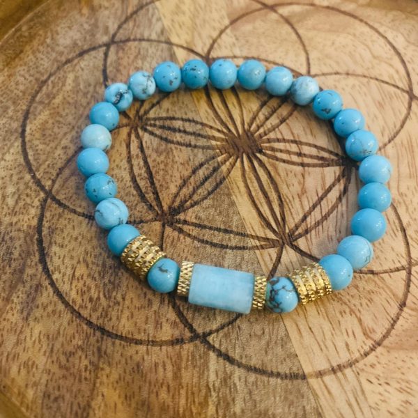 Bracelet Pierres Turquoise - élastique
