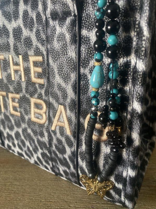 Porte-clés Boho Noir et Turquoise - Papillon – Image 4