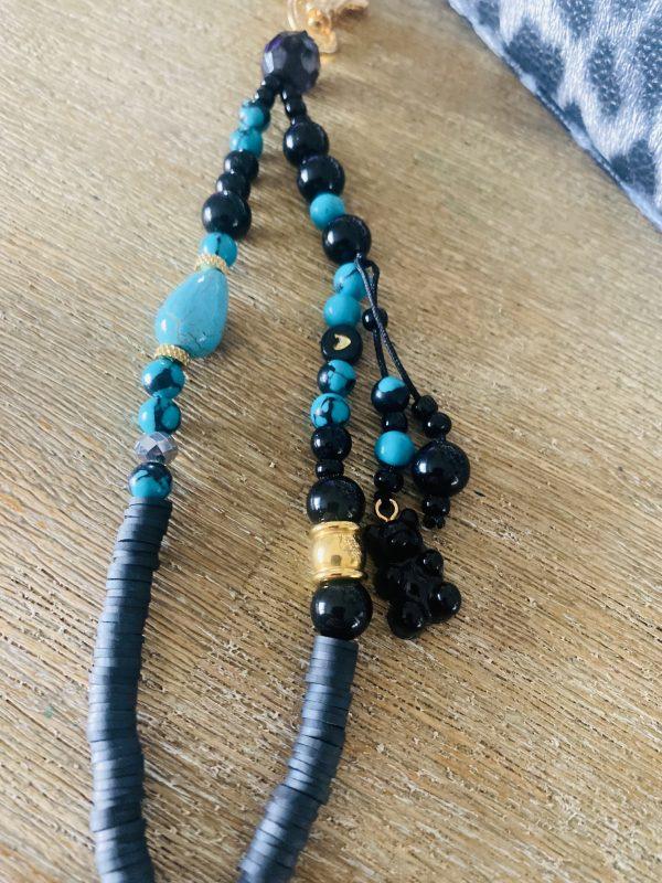 Porte-clés Boho Noir et Turquoise - Papillon – Image 2