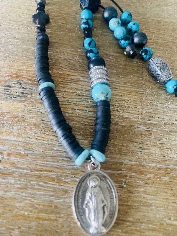 Porte-clés Boho Noir et Turquoise - Vierge – Image 6