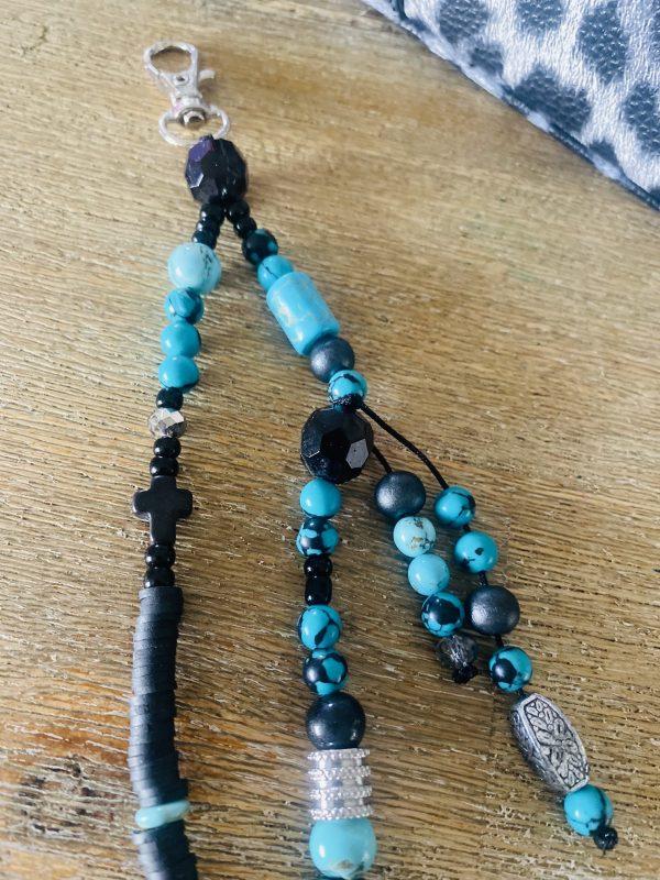 Porte-clés Boho Noir et Turquoise - Vierge – Image 5