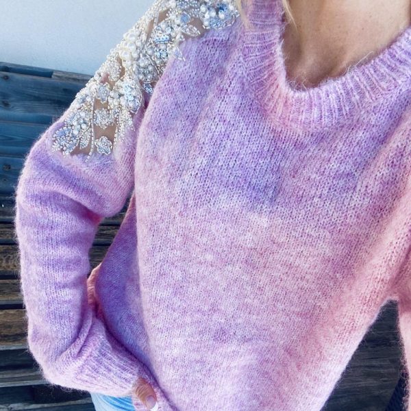 Pull Perles et Strass - Rose