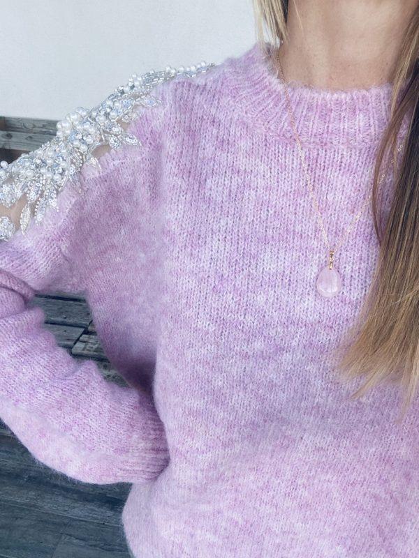 Pull Perles et Strass - Rose – Image 3