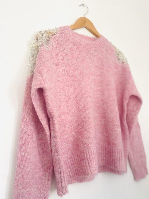 Pull Perles et Strass - Rose – Image 6