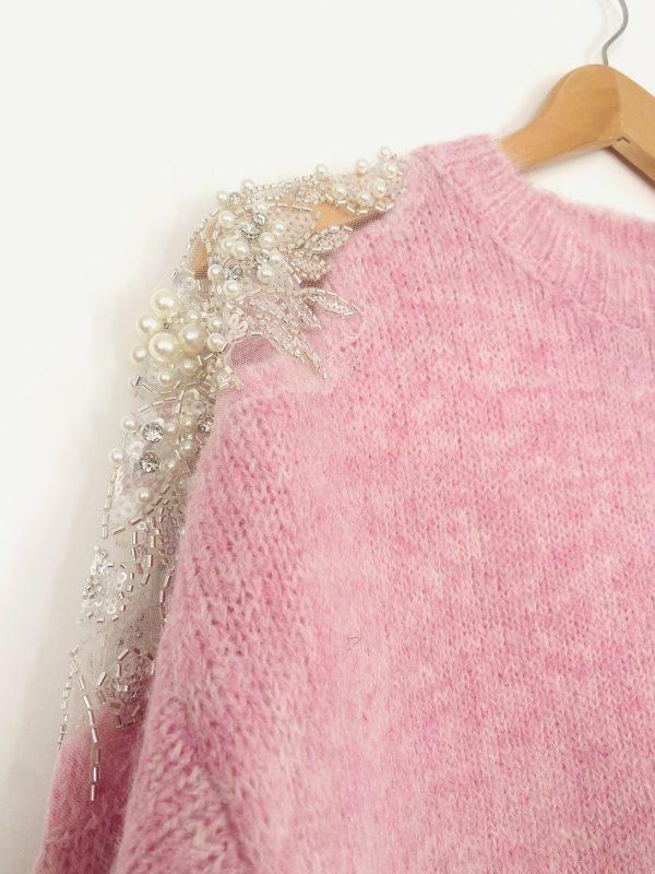 Pull Perles et Strass - Rose – Image 5