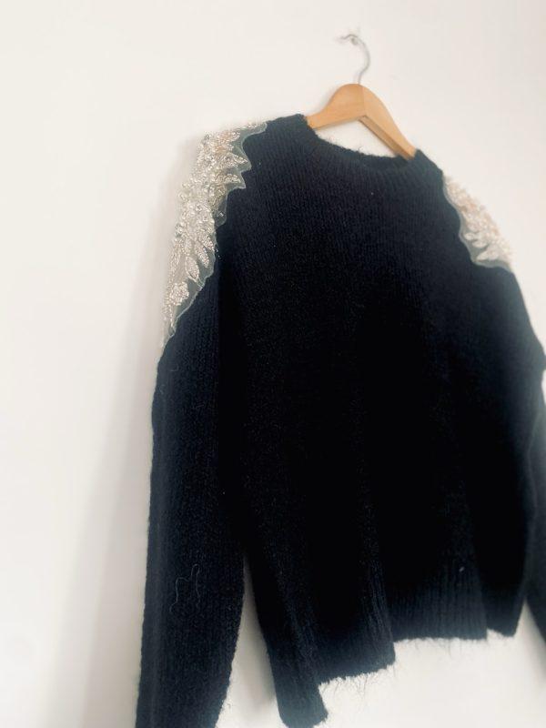 Pull Perles et Strass - Noir – Image 4