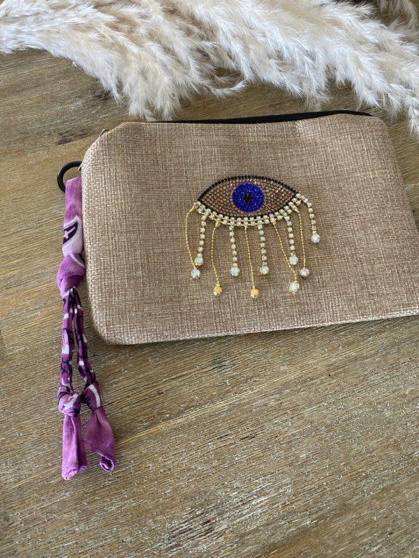 Pochette jute et bandana - Oeil strass – Image 4
