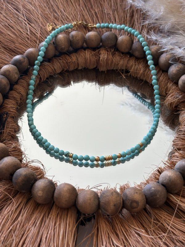 Collier ras de cou en pierres naturelles - Turquoise