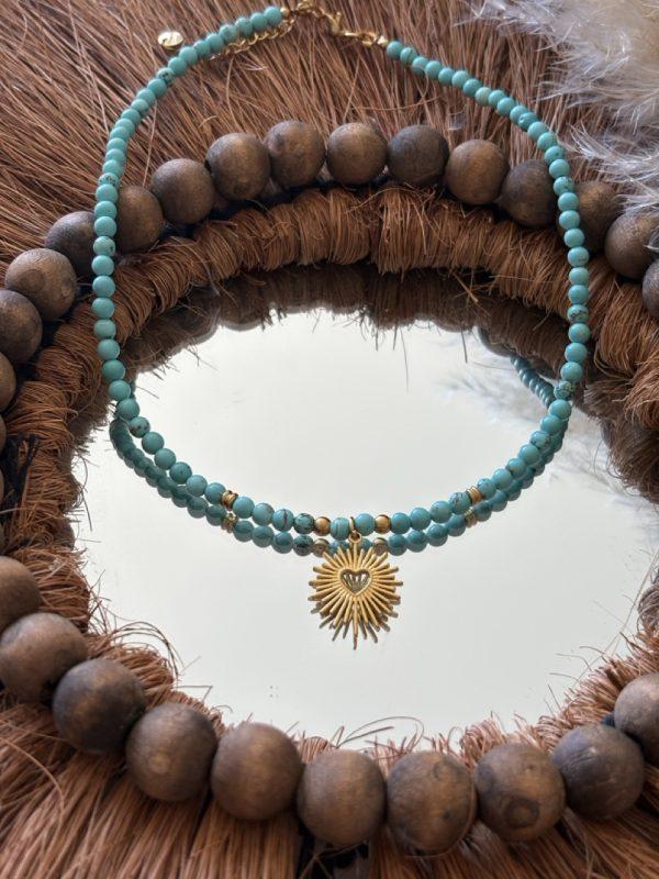 Collier ras de cou 'Louna' - Turquoise