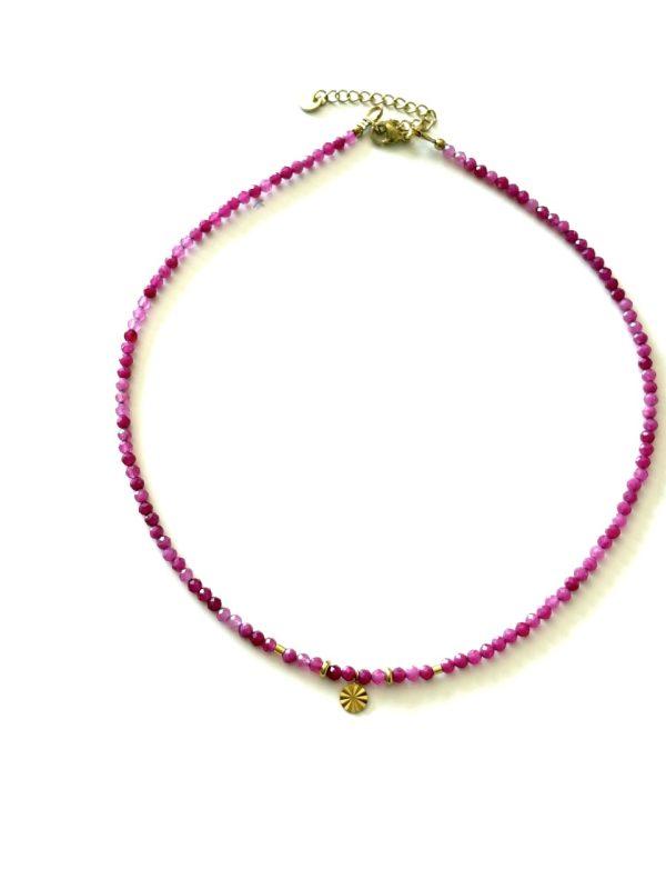 Collier ras de cou en pierres à facettes Rose – Image 2