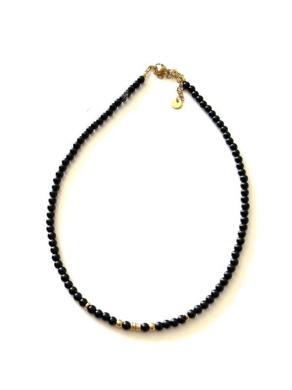 Collier ras de cou en pierres naturelles Obsidienne – Image 2