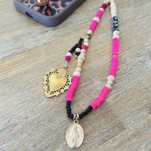 Bijou de téléphone portable 'Luck' - vierge Fuchsia