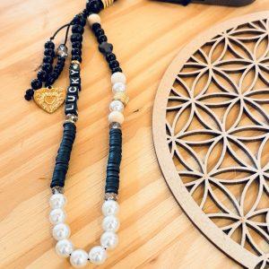 Bijou de téléphone portable 'Boho' - Obsidienne