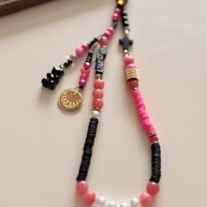 Bijou de téléphone portable 'Boho' - Rose et Noir