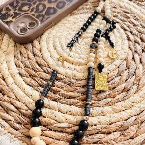 Bijou de téléphone portable 'Boho' - Obsidienne