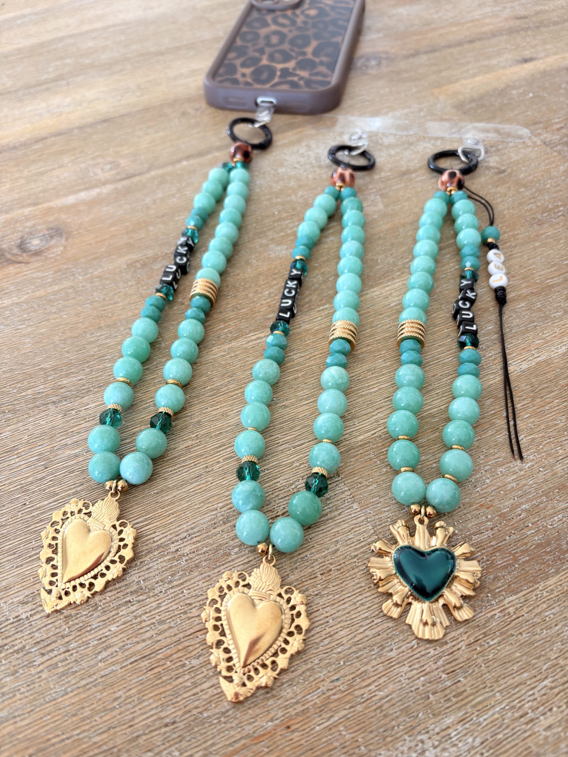 Bijoux de téléphone Amazonite - Message