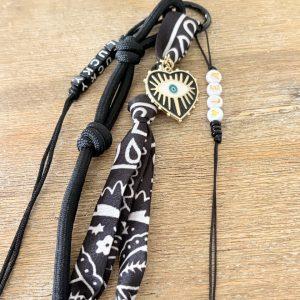 Porte-clés Bandana & Breloque Bohème – Noir