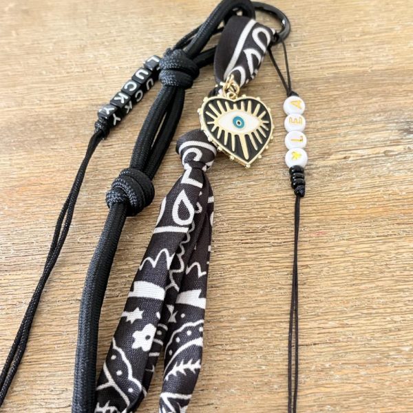 Porte-clés Bandana & Breloque Bohème – Noir