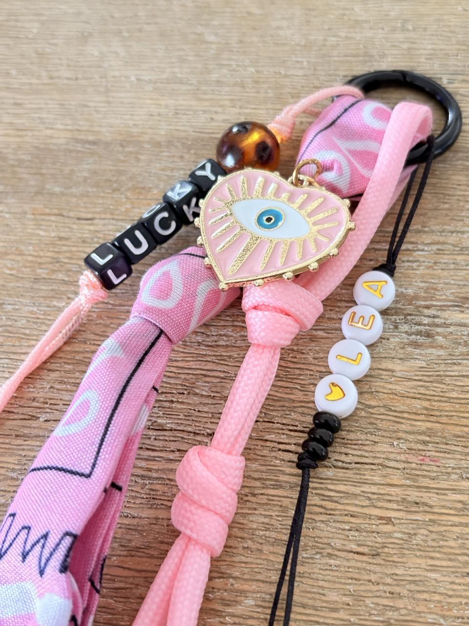 Porte-clés Bandana & Breloque Bohème – Rose – Image 10