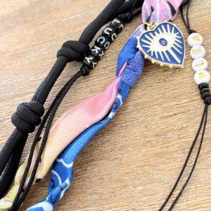 Porte-clés Bandana & Breloque Bohème – Bleu