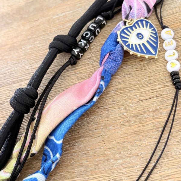 Porte-clés Bandana & Breloque Bohème – Bleu
