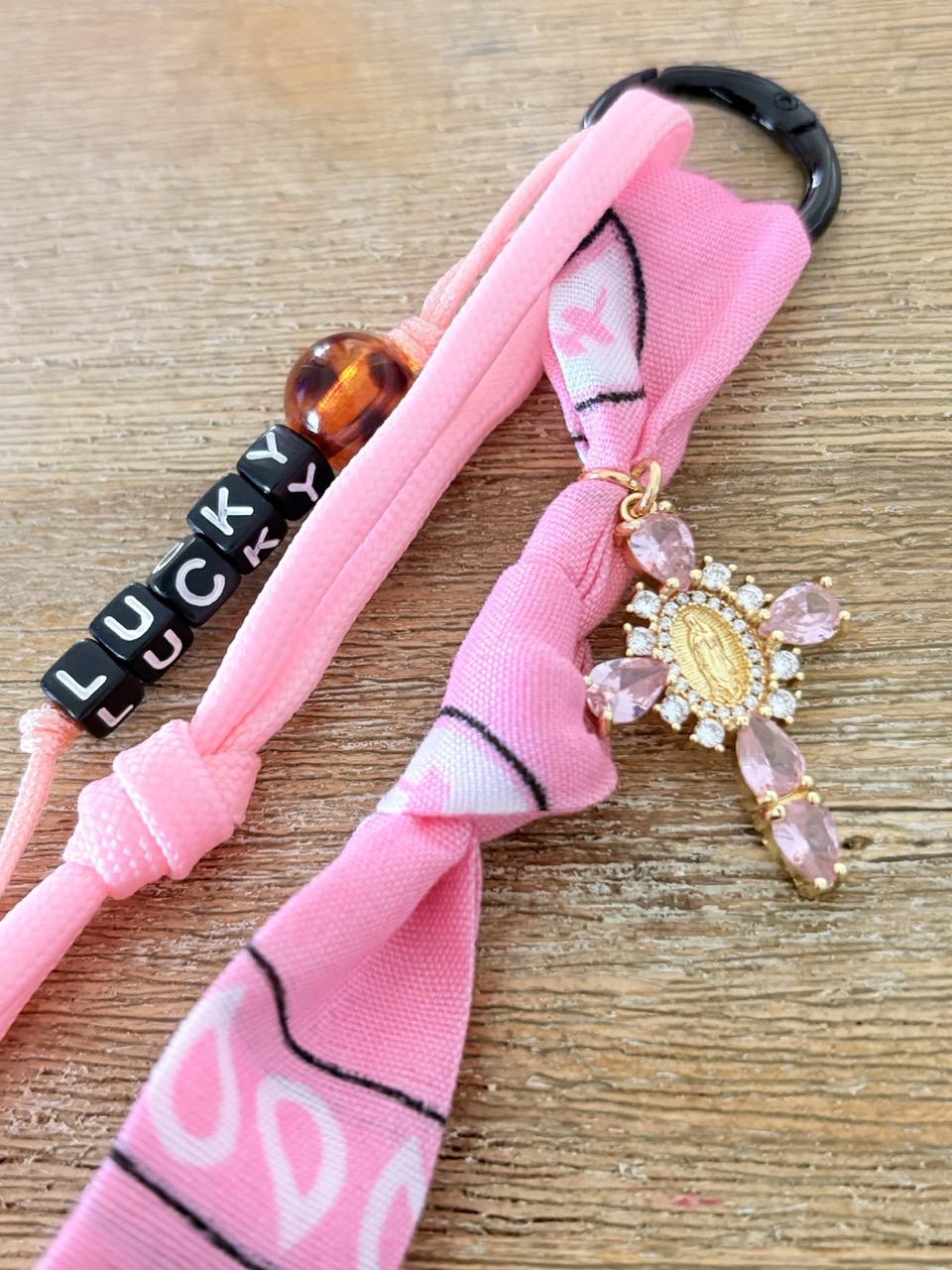 Porte-clés Bandana & Breloque Bohème – Rose – Image 6