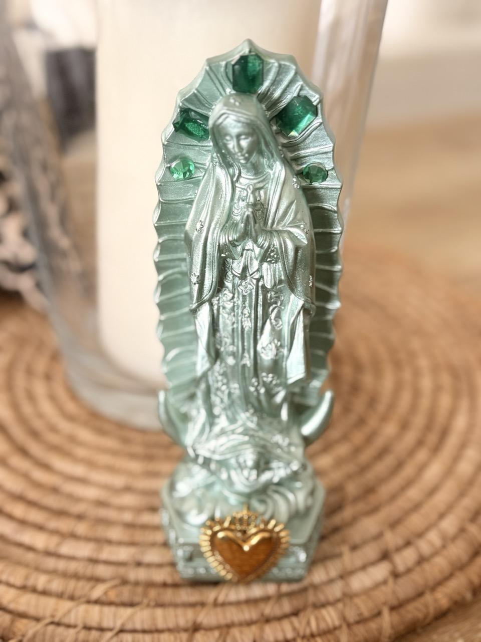 Statue Vierge Marie Customisée – "Cœur Sacré & Strass"