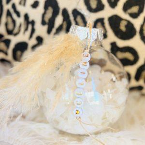 Boules de Noël Fleurs séchées avec message personnalisé