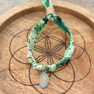 Bracelet Bandana Vert & Breloque Vierge