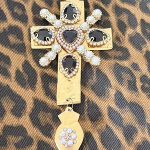 Ex-Votos Strass – Croix Faits Main - Noir