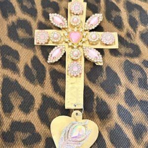 Ex-Votos Strass – Croix Faits Main - Rose