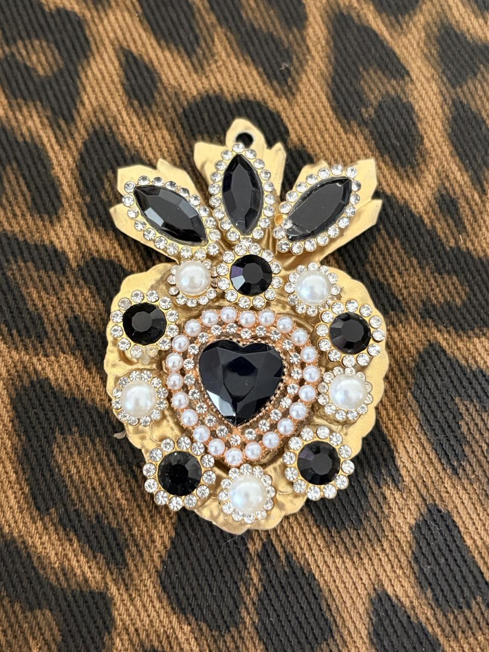 Ex-Votos Strass – Médaillons Faits Main - Noir