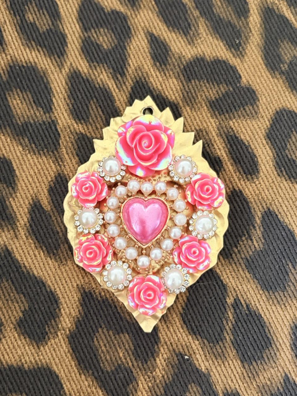 Ex-Votos Strass – Médaillons Faits Main - Rose