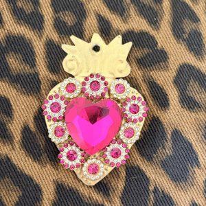 Ex-Votos Strass – Médaillons Faits Main - Rose Flashy