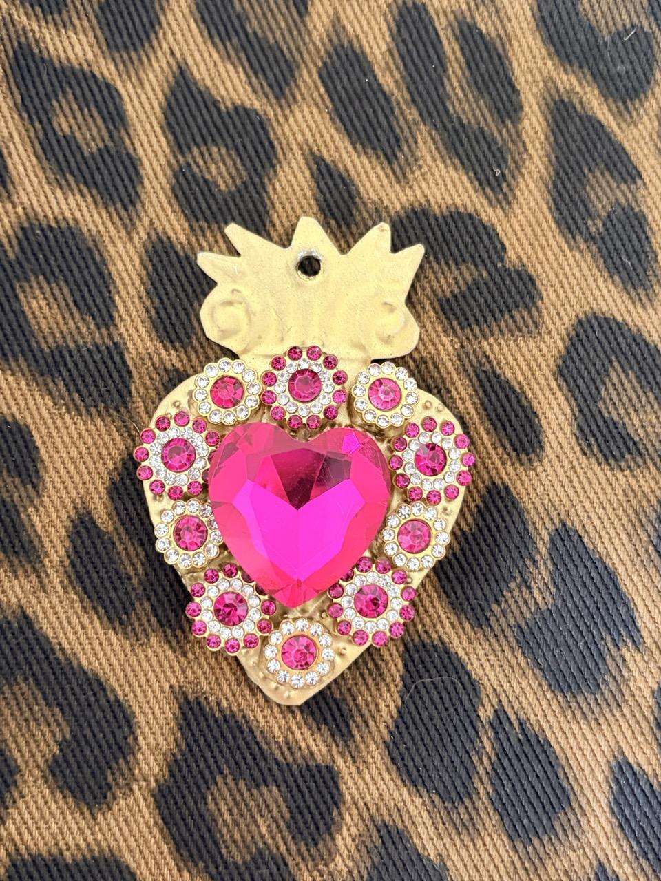 Ex-Votos Strass – Médaillons Faits Main - Rose Flashy